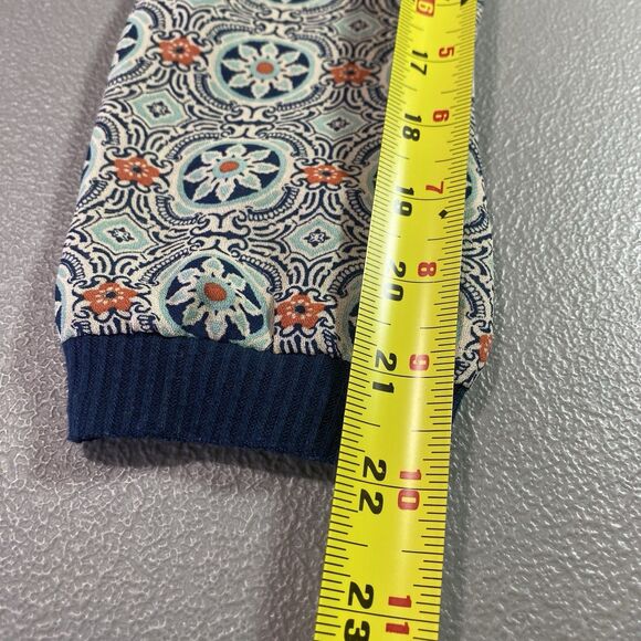 ABOUT A GIRL Jacket Lightweight Zip Floral Geometric Long Sleeve Womens XS Blue - Picture 8 of 12